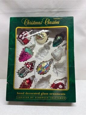 Christmas Classics Vintage Glass Ornament Set of 9 - Multi Color